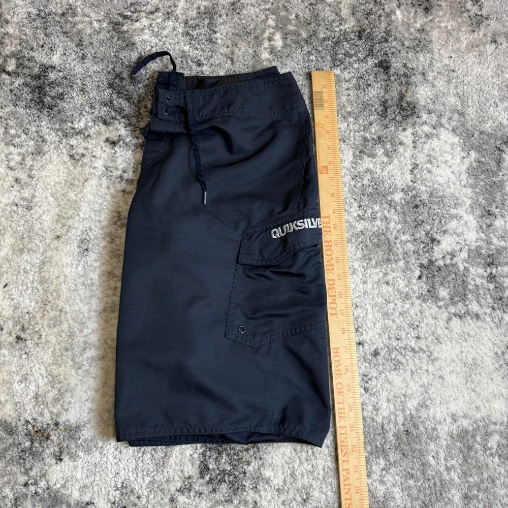 Quiksilver Mens Board Shorts Navy Blue‎ Cargo Swim Trunks Size 32 101326